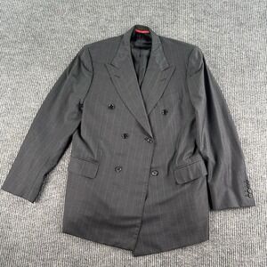 Isaia Suit Jacket 44 R Gray Wool Double Breasted 160's Aquaspider Designer